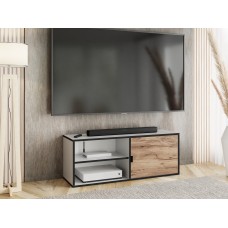Atvērts TV galdiņš LUNO 2, Balts/Zelts craft/Melns